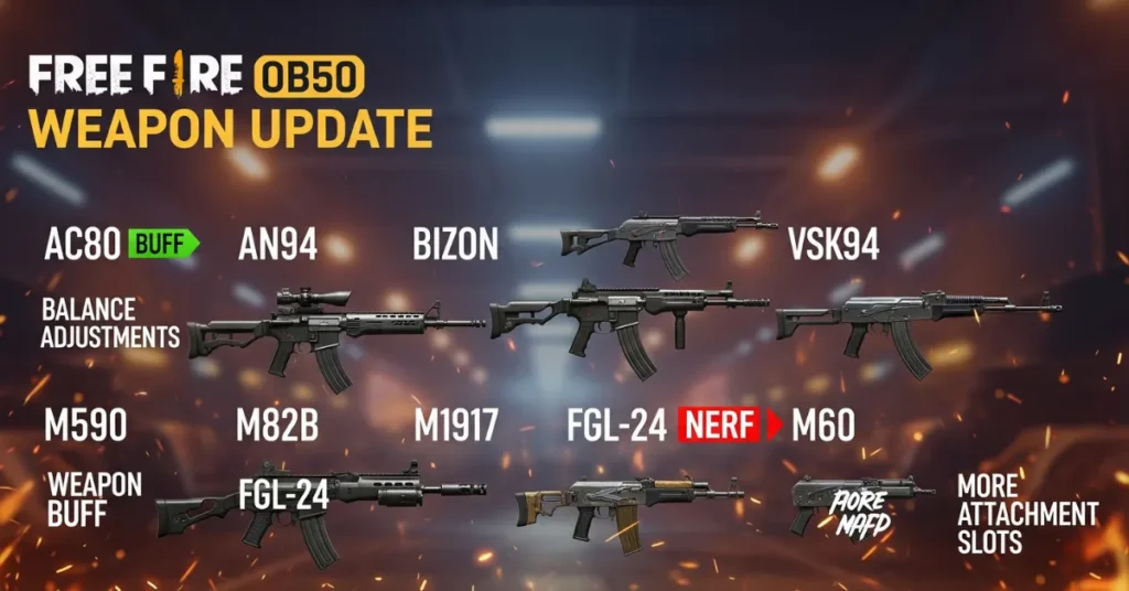 Free Fire OB50 Weapon Update