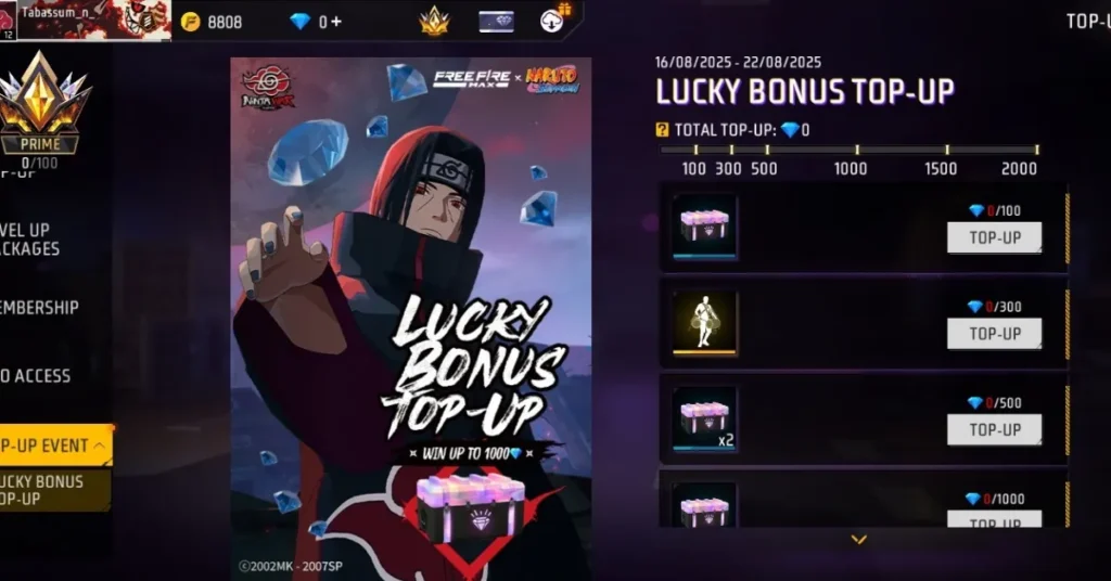 Lucky Bonus Top-Up Event in Free Fire