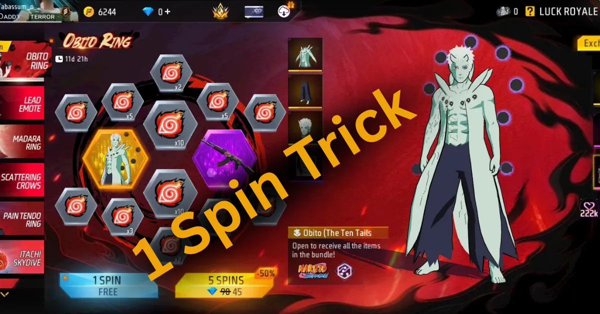 Obito Ring 1 Spin Trick Free Fire