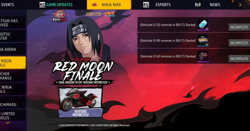 Claim Free Akatsuki Motorcycle