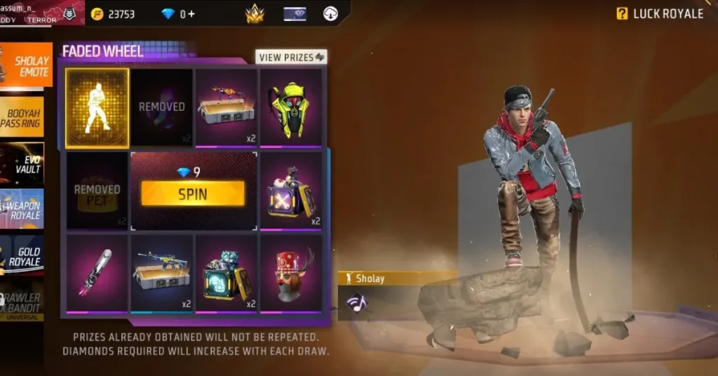 Sholay Emote in Faded Wheel Event