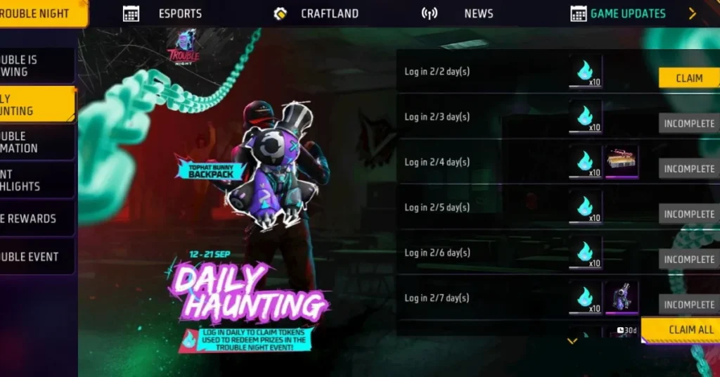 Daily Haunting Free Fire