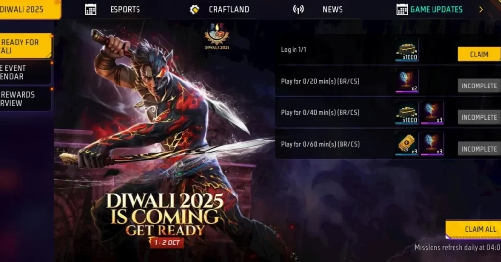 Diwali 2025 is Coming Get Ready Free Fire