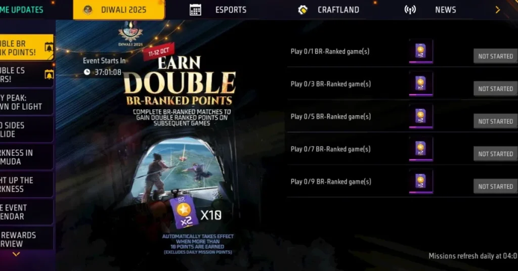 Double BR Ranked Points in Free Fire 