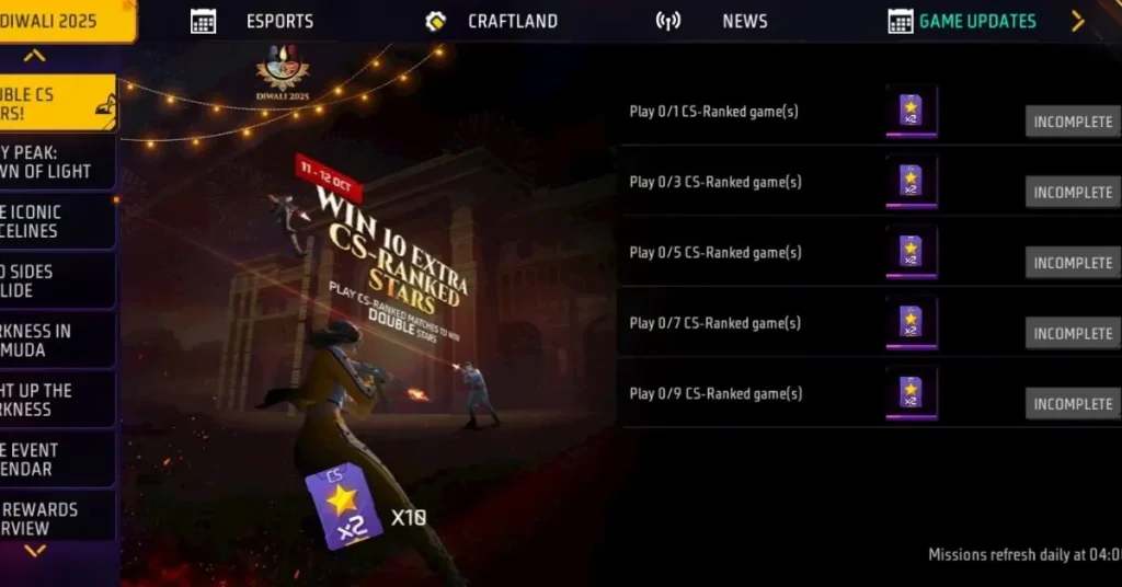 Double CS Stars Event in Free Fire