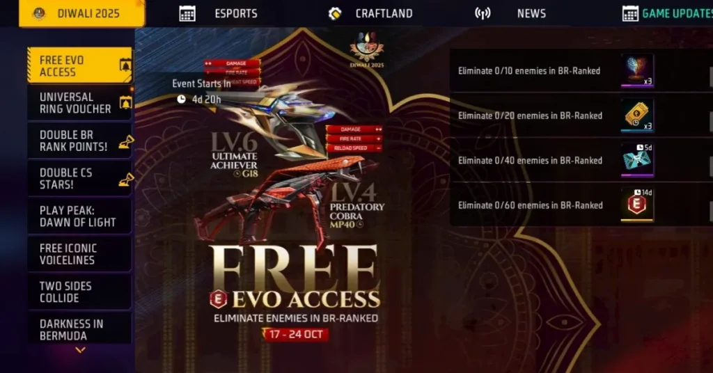 Free Evo Access Event in Free Fire