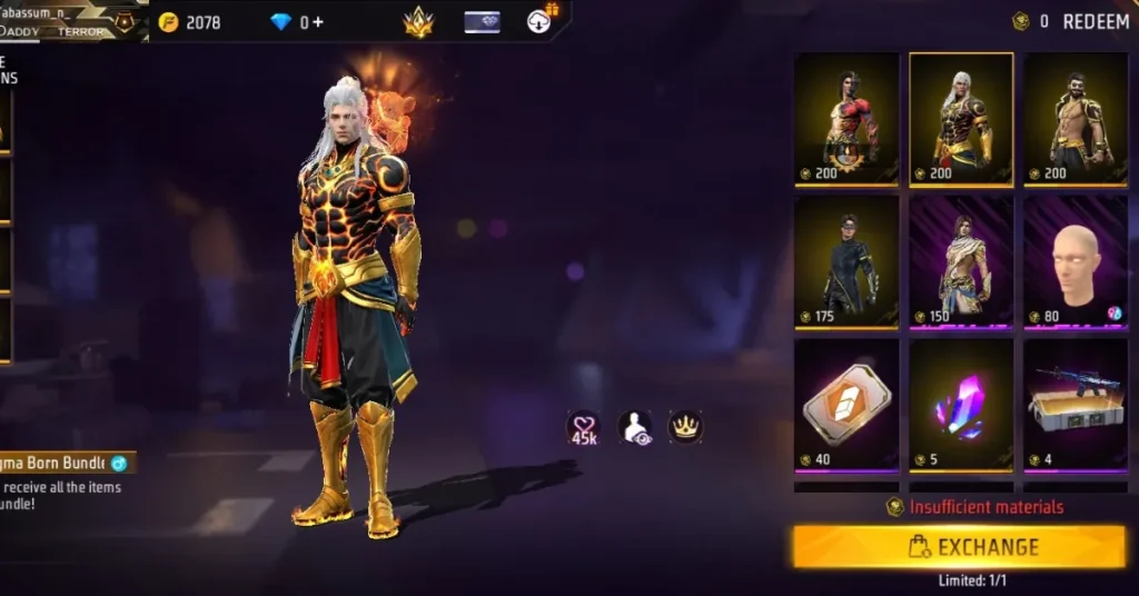 Magma Born Bundle in Free Fire