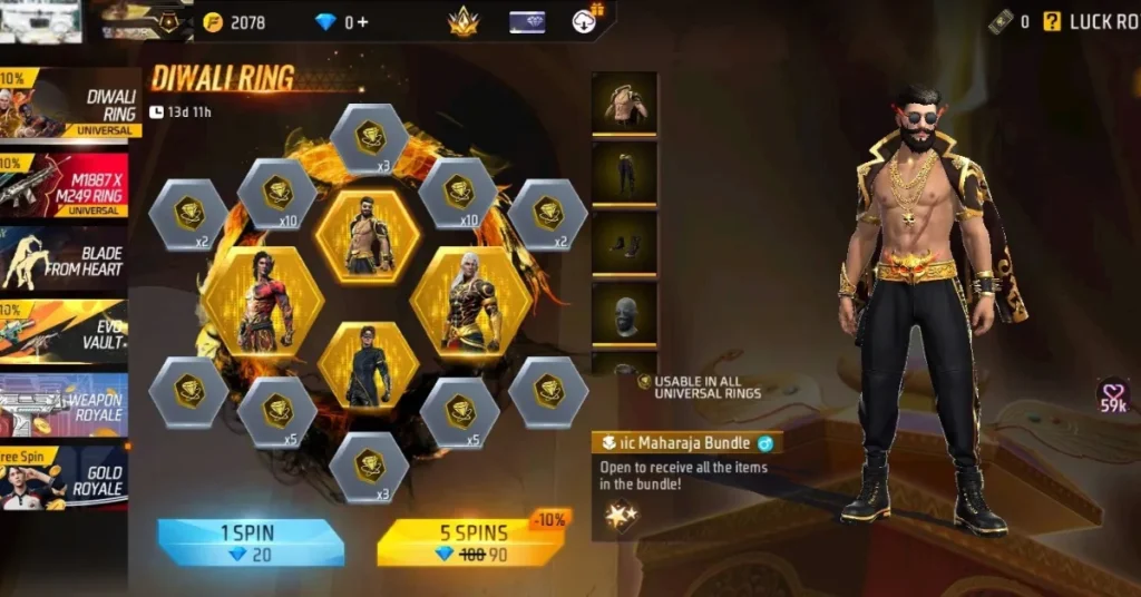 Manic Maharaj Bundle in Free Fire