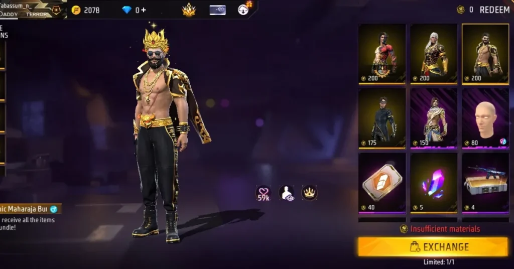 Manic Maharaj Bundle in Free Fire