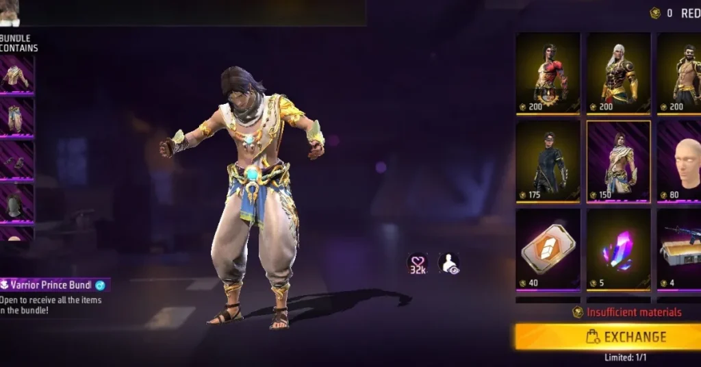 Warrior Prince Bundle in Free Fire
