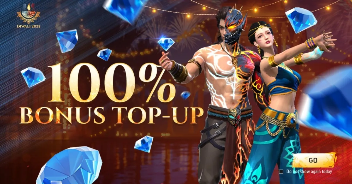 Free Fire 100 percent Bonus Top-Up in Diwali